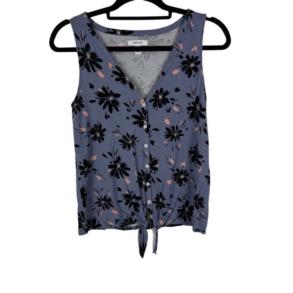 Nine West purple, pink, and navy floral tank top, size xs